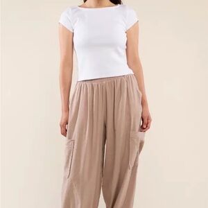 Women's Tan Wide-Leg Pants